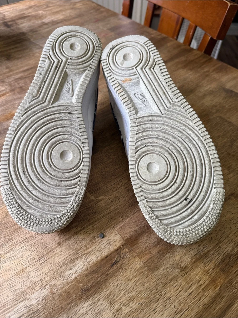 Nike White Sneakers with Black Paisley Swoosh